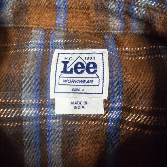 Lee CPO Overshirt Medium Flannel Plaid Shirt Heavyweight Skin Fit Hand Pockets - Picture 10 of 14
